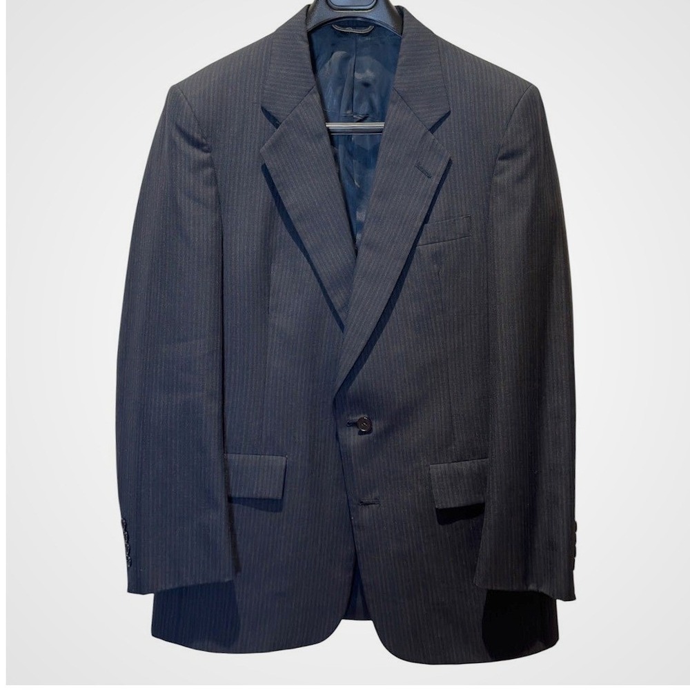 Christian Dior Monsieur Sport Coat Men 42R Navy Brown Pinstripe Vintage Blaze